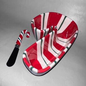 Pier 1 Candy Cane Dip Bowl set